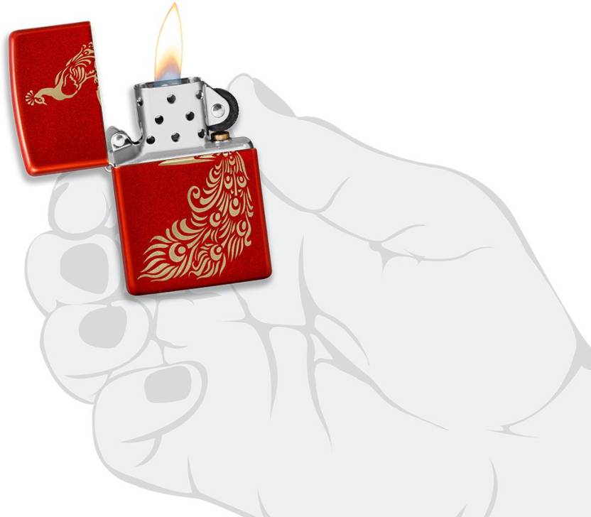 Zippo Metallic Red Peacock Design Bhawar Store